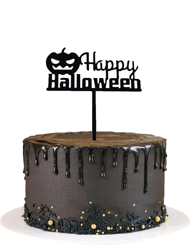 Acryl Halloween Kuchenstecker Grusel Tortenstecker Party Deko Topper für Torten / Kuchen - Happy Halloween / Kürbis