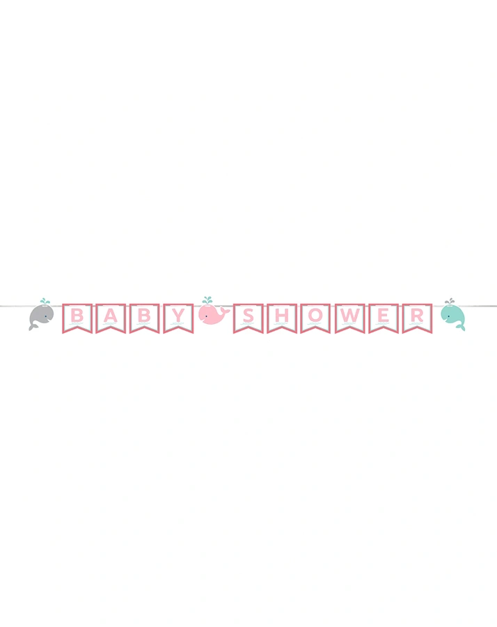 Girlande BABY SHOWER - KLEINER WAL in rosa/bunt