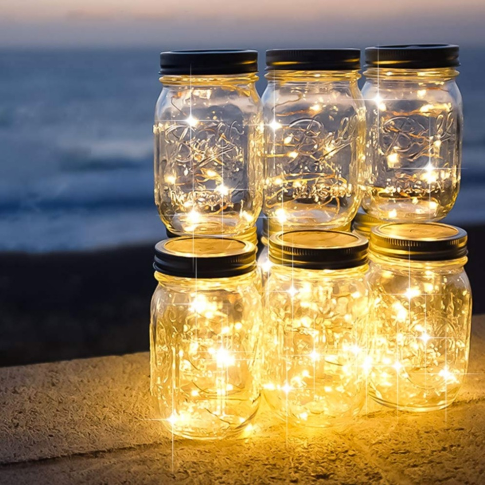 (2m) 20 LED's Deko Draht Lichterkette Outdoor Beleuchtung IP67 (inkl. CR2032 Batterien) - Warmweiss