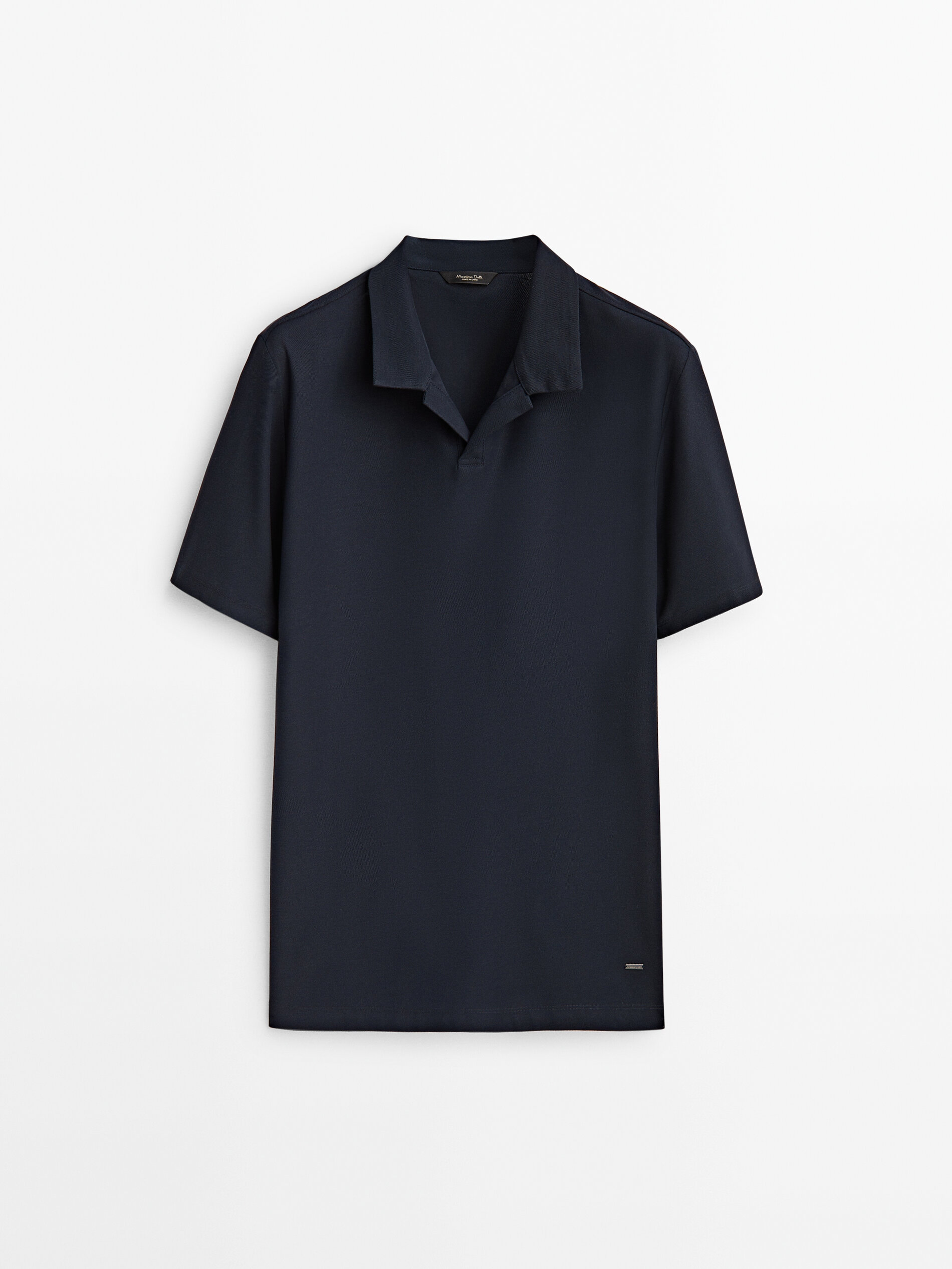 Camisa polo curta estilo mangá com micro sarja - AZUL MARINO