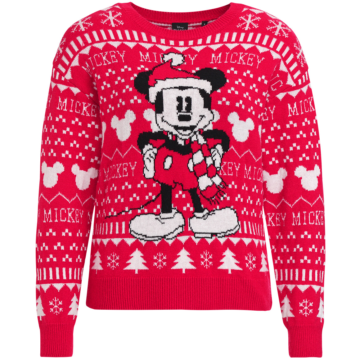 Gina Micky Maus Weihnachtsstrickpullover rot / weiss