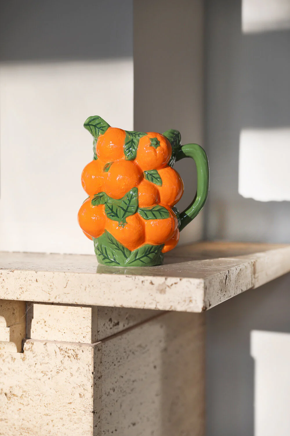 &Klevering  Appelsin keramikkande, orange/grøn - H20 cm.