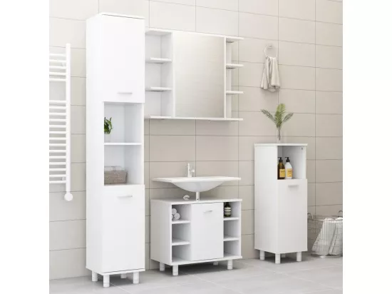 Armoire de salle de bain Blanc 30x30x95 cm Bois d'ingénierie