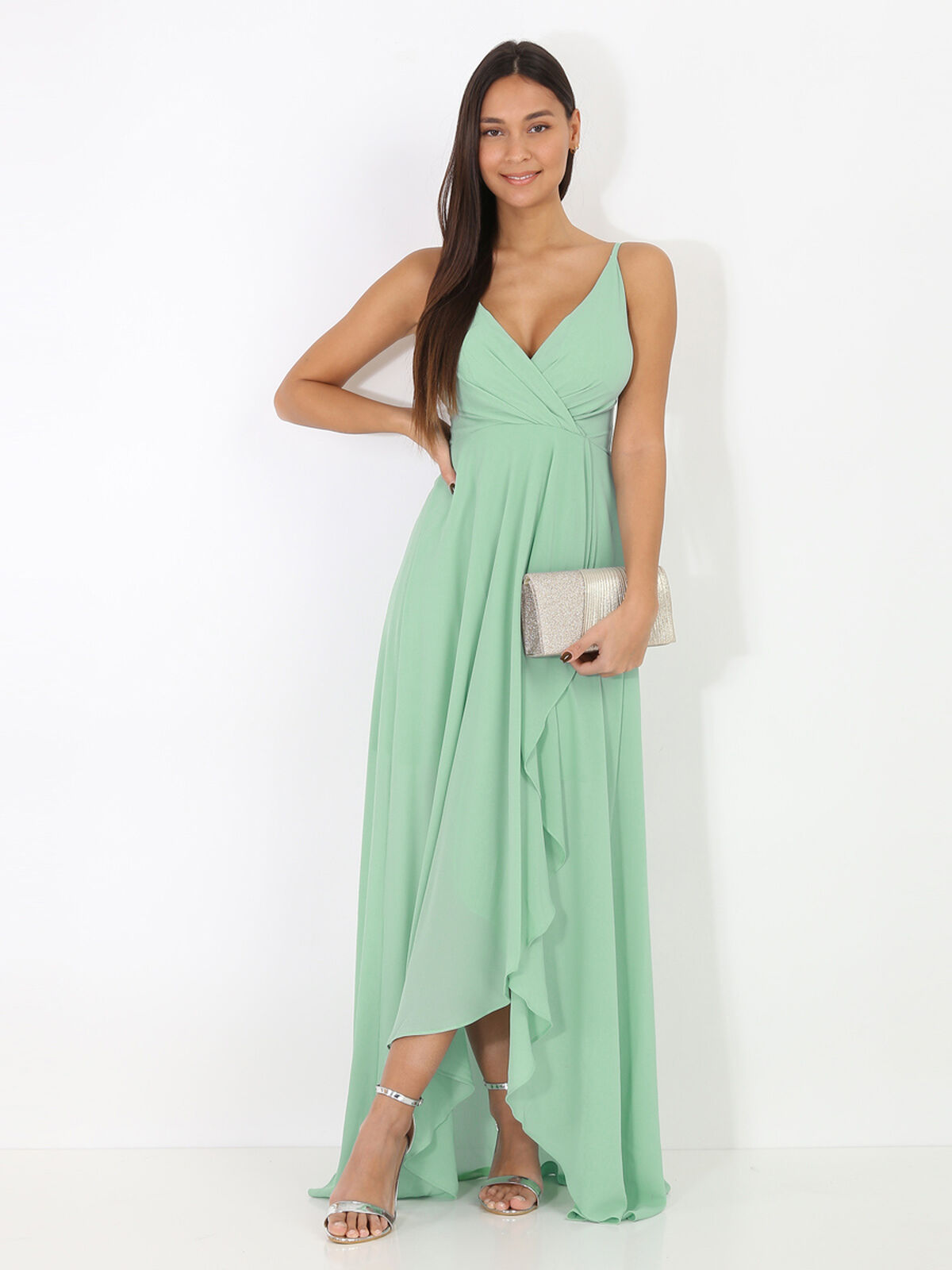 Robe de cérémonie longue grandes tailles- Vert clair