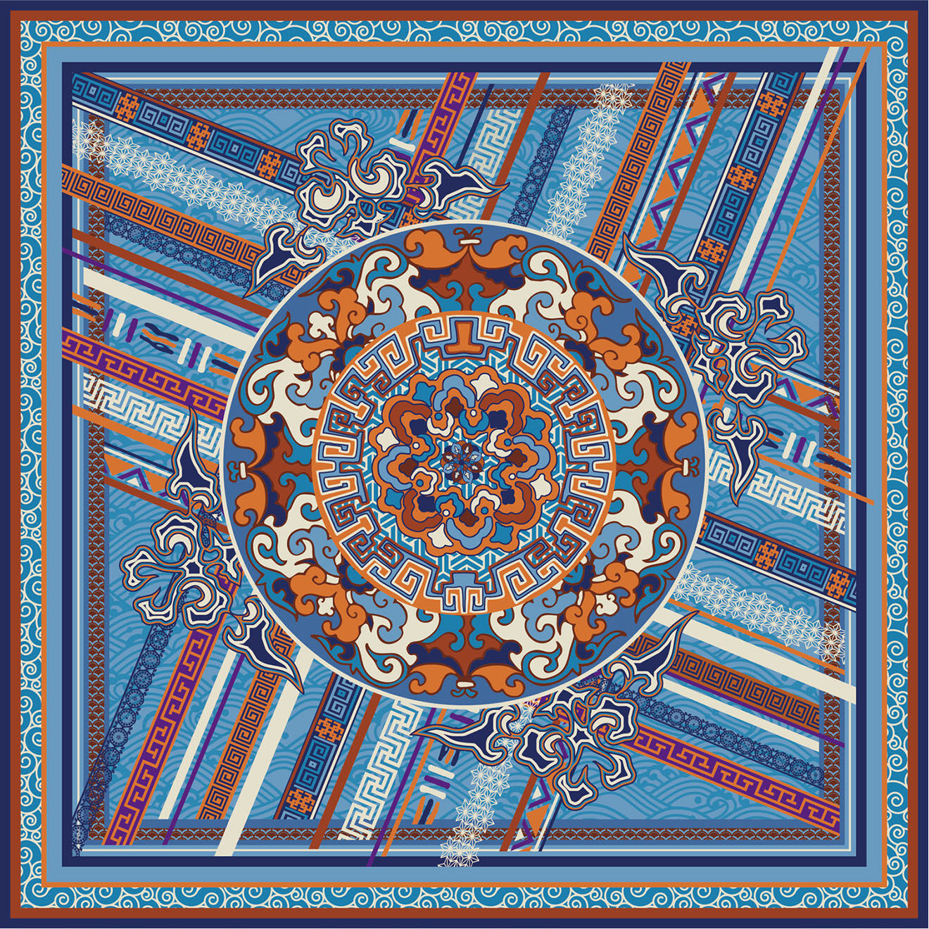 United by PDC Carré de Soie Jordan multicolore - 25x25 cm