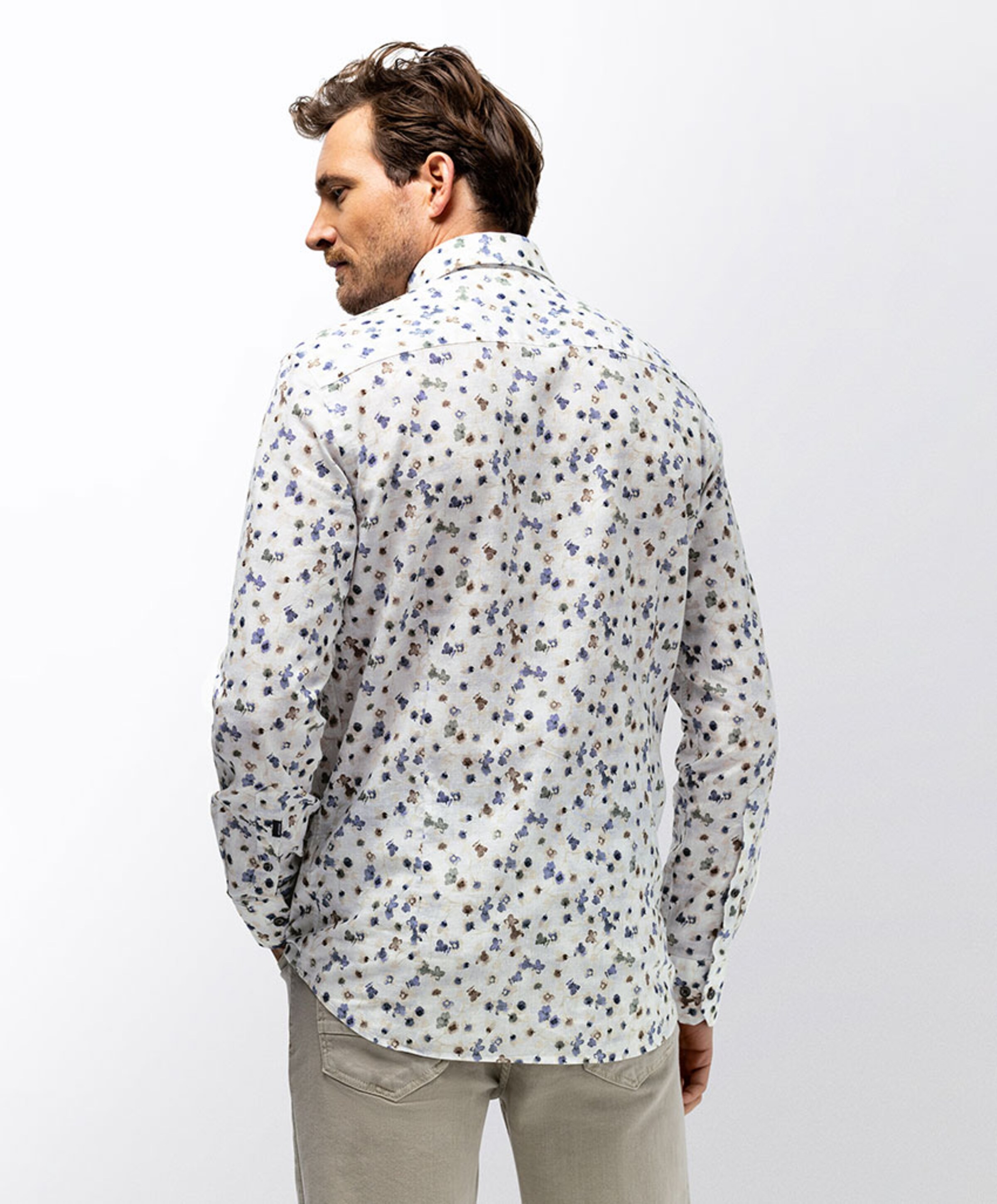 State of Art Heren overhemd lange mouw blauw