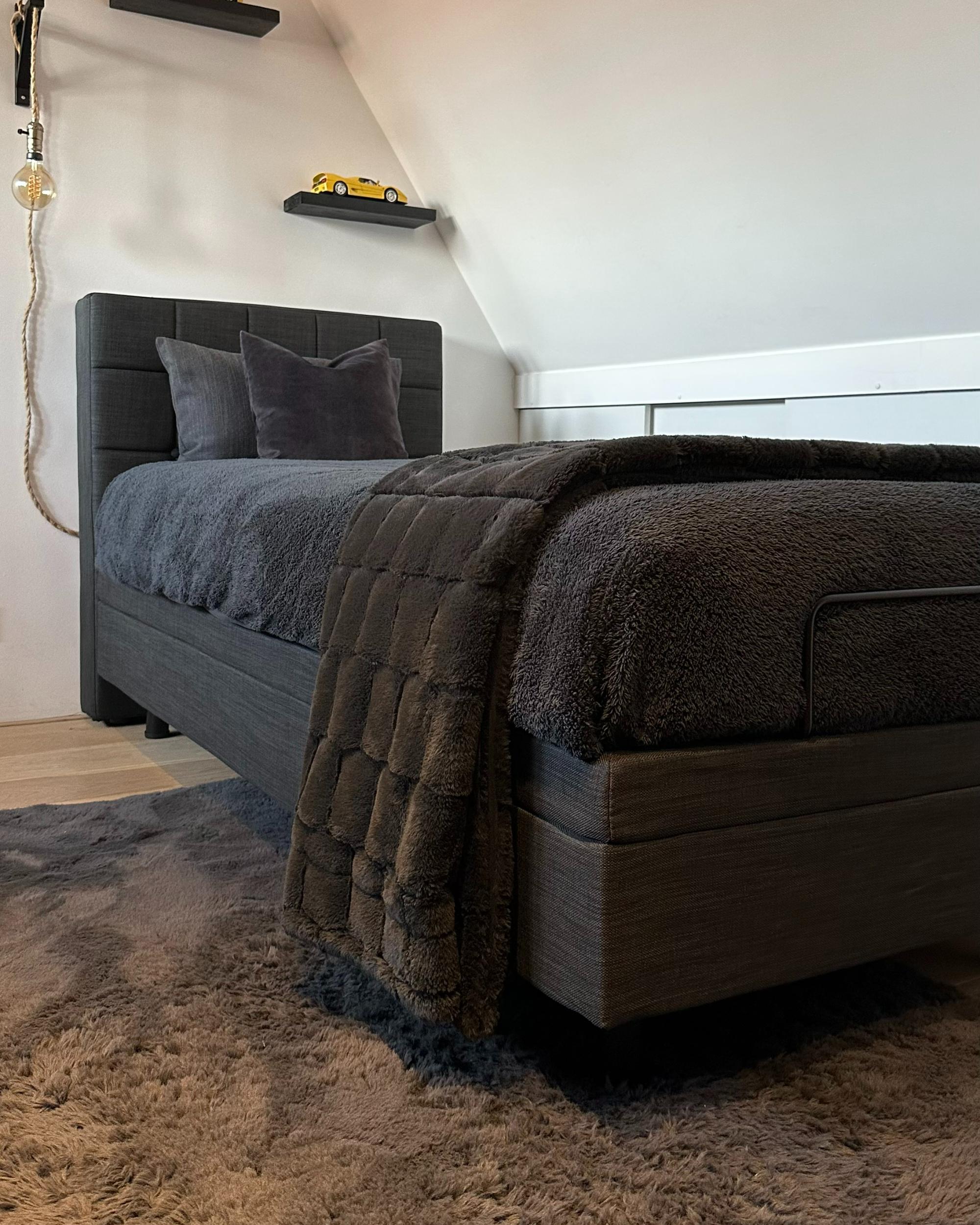 Verstelbaar bed Stof DUKE 90 x 200 cm Donkergrijs