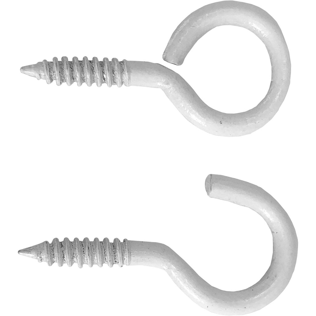 Lot de 16 pitons filetés en métal blanc 2.5x1cm
