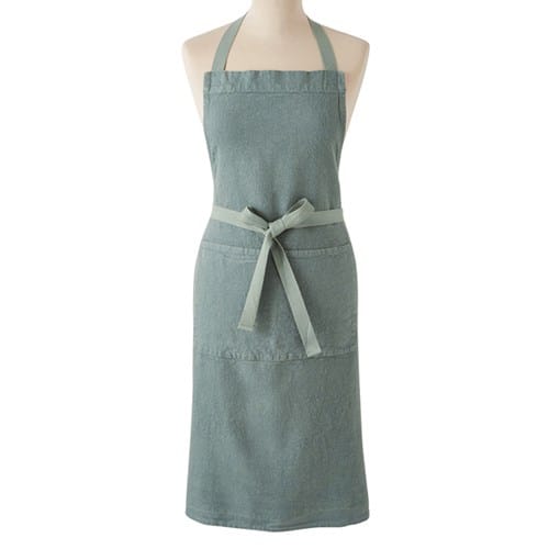 Tablier en lin vert de gris