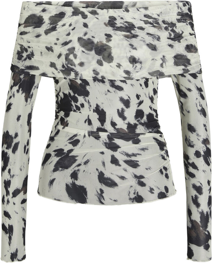 JJXX JXMINNA MESH LS OFF SHOULDER TOP WV Moonbeam/cow