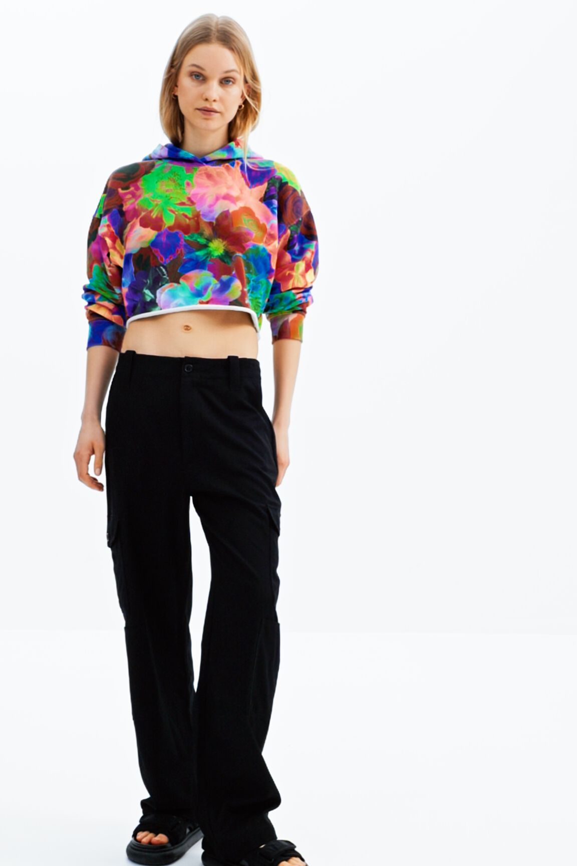 Sweat-shirt capuche oversize court