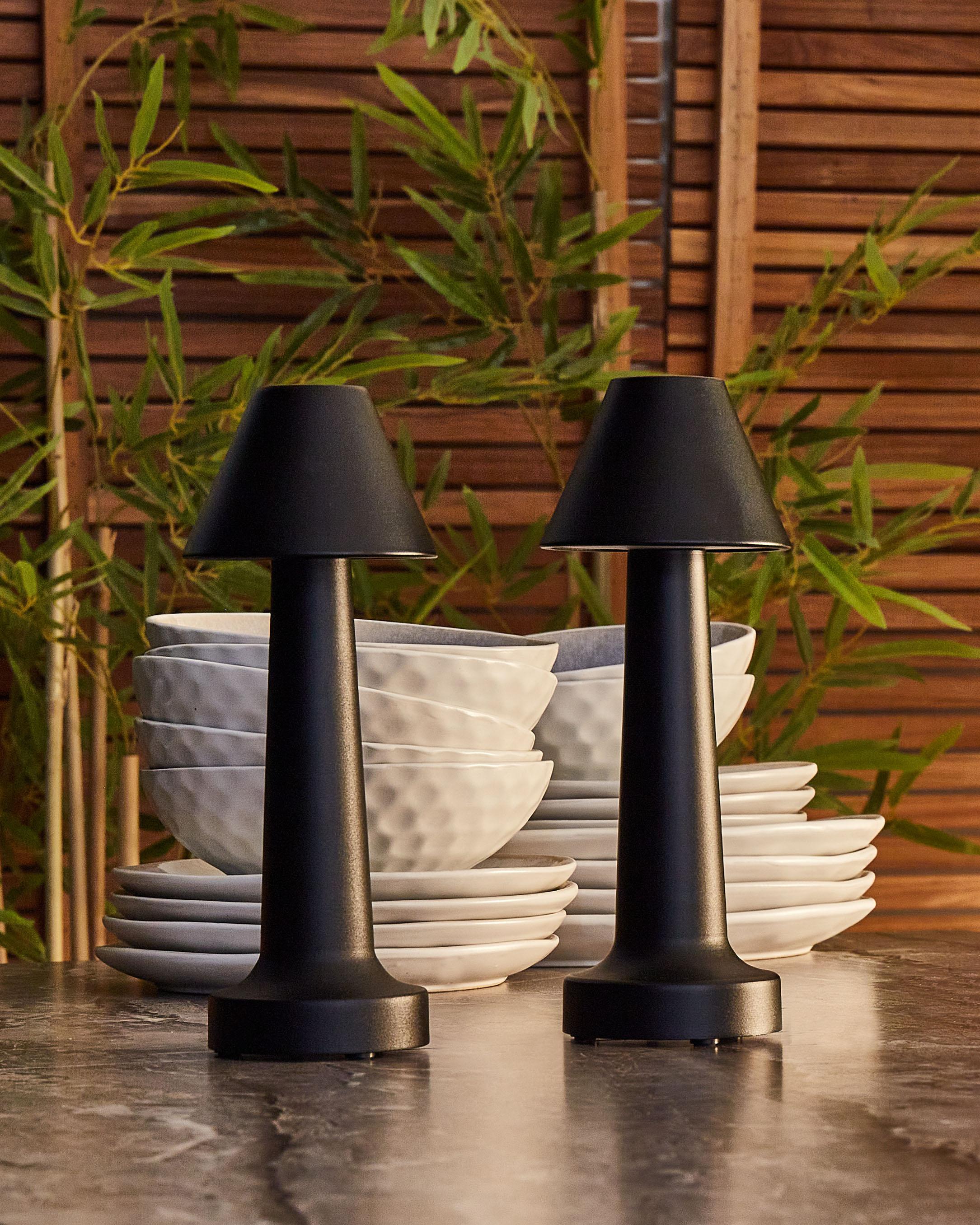 Set van 2 draadloze LED tafellampen JOANES met dimmer Metaal Zwart