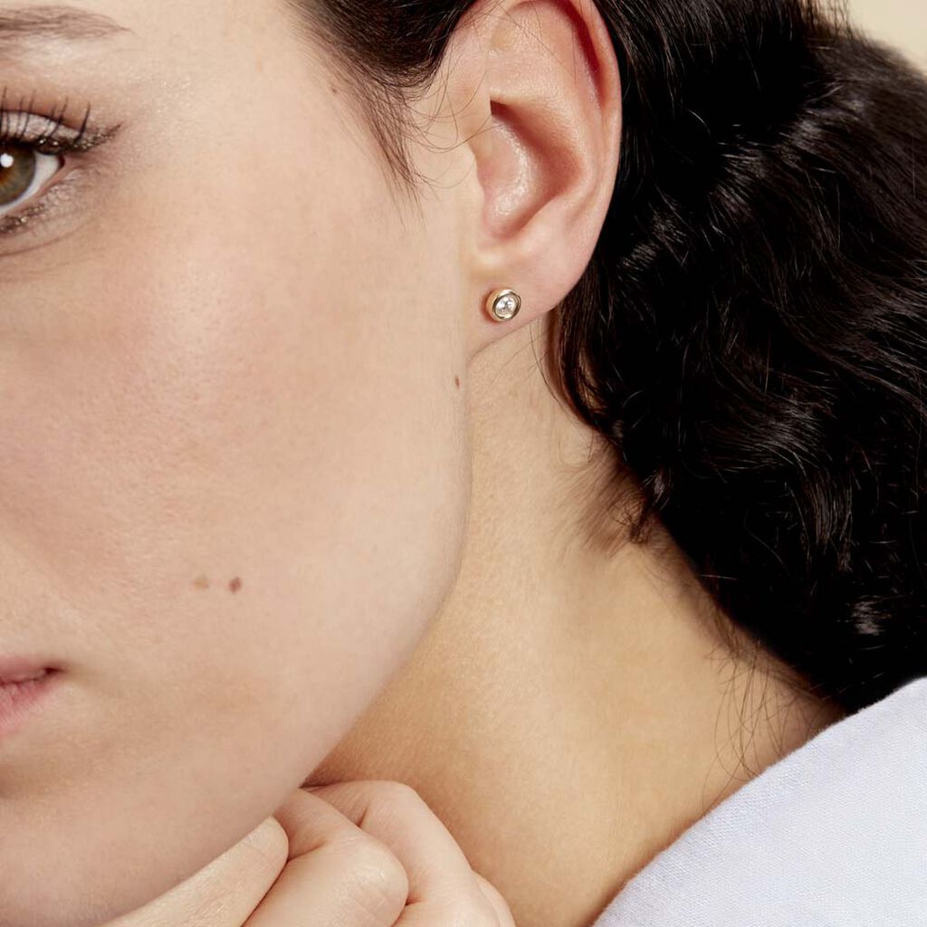 Boucles D'oreilles Puces Eden Serti Pneu Or Jaune Oxyde De Zirconium