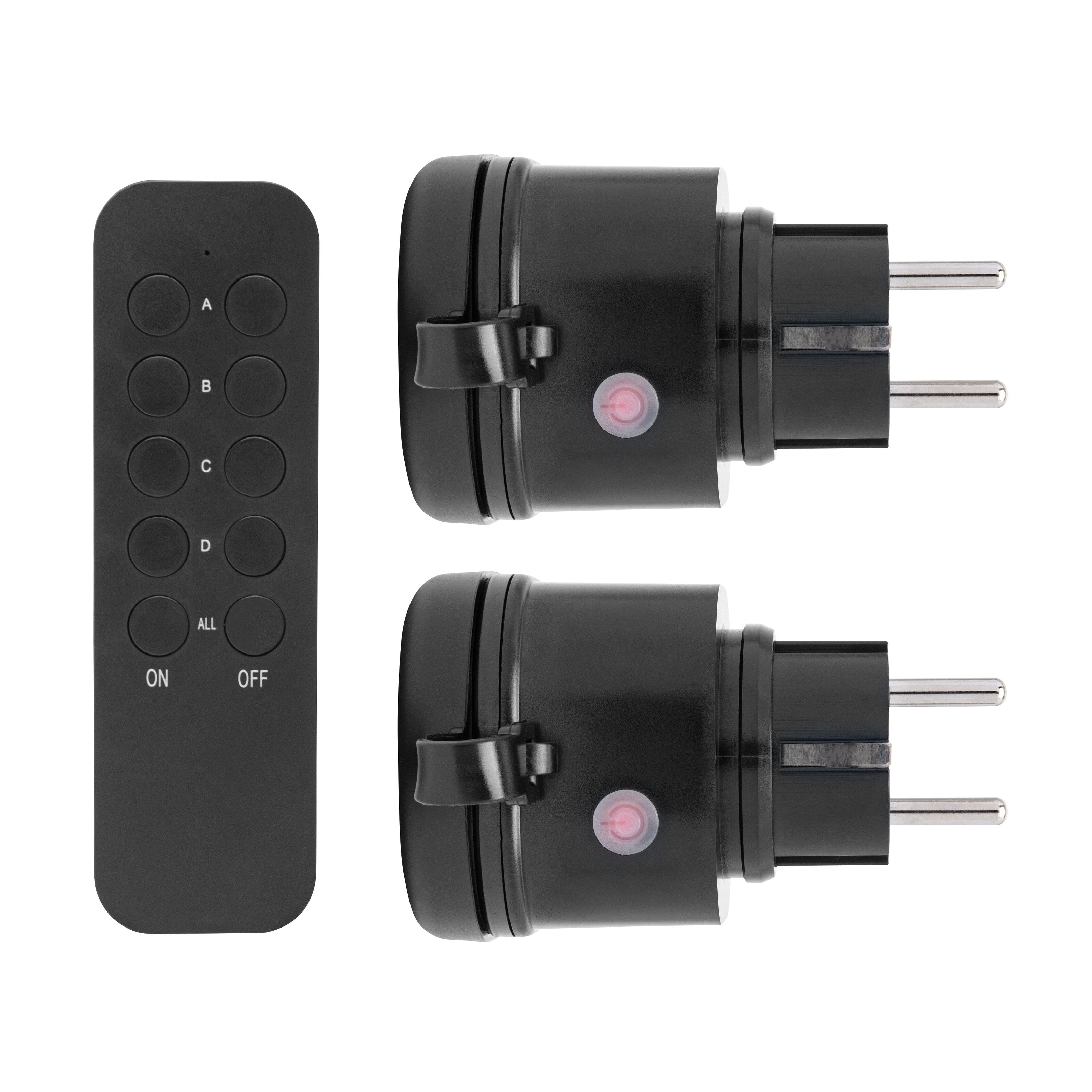 Cleverio Mini-fjernstrømbryter for utendørsbruk 3680W 2-pk