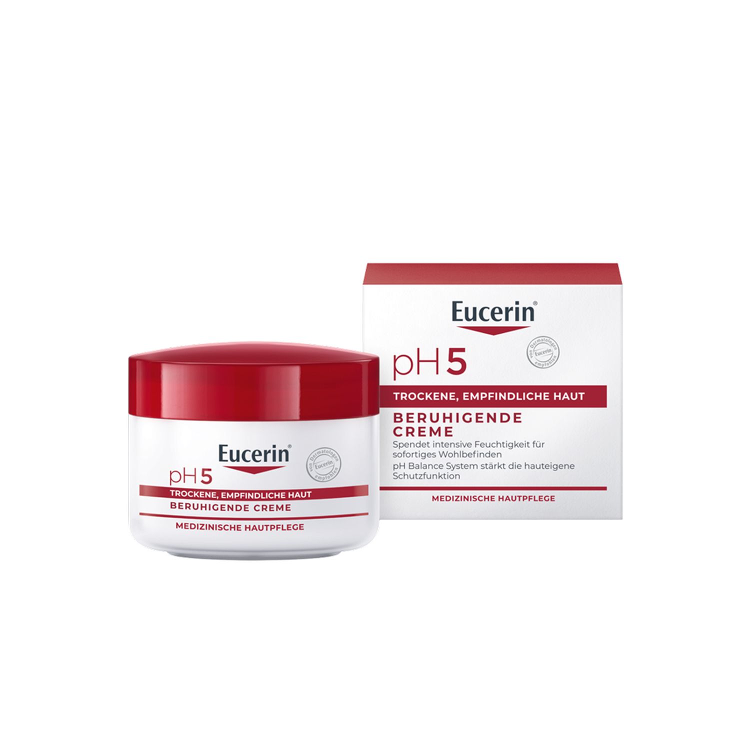 Eucerin® pH5 Creme – Beruhigende Hautpflege für strapazierte Haut, spendet 24h intensive Feuchtigkeit - Jetzt 3€ sparen mit Code 