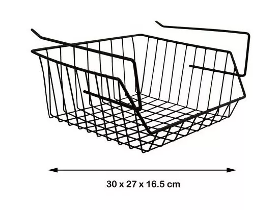 Panier de rangement suspendu à étagère 30x27x16,5cm en Acier Noir mat MSV