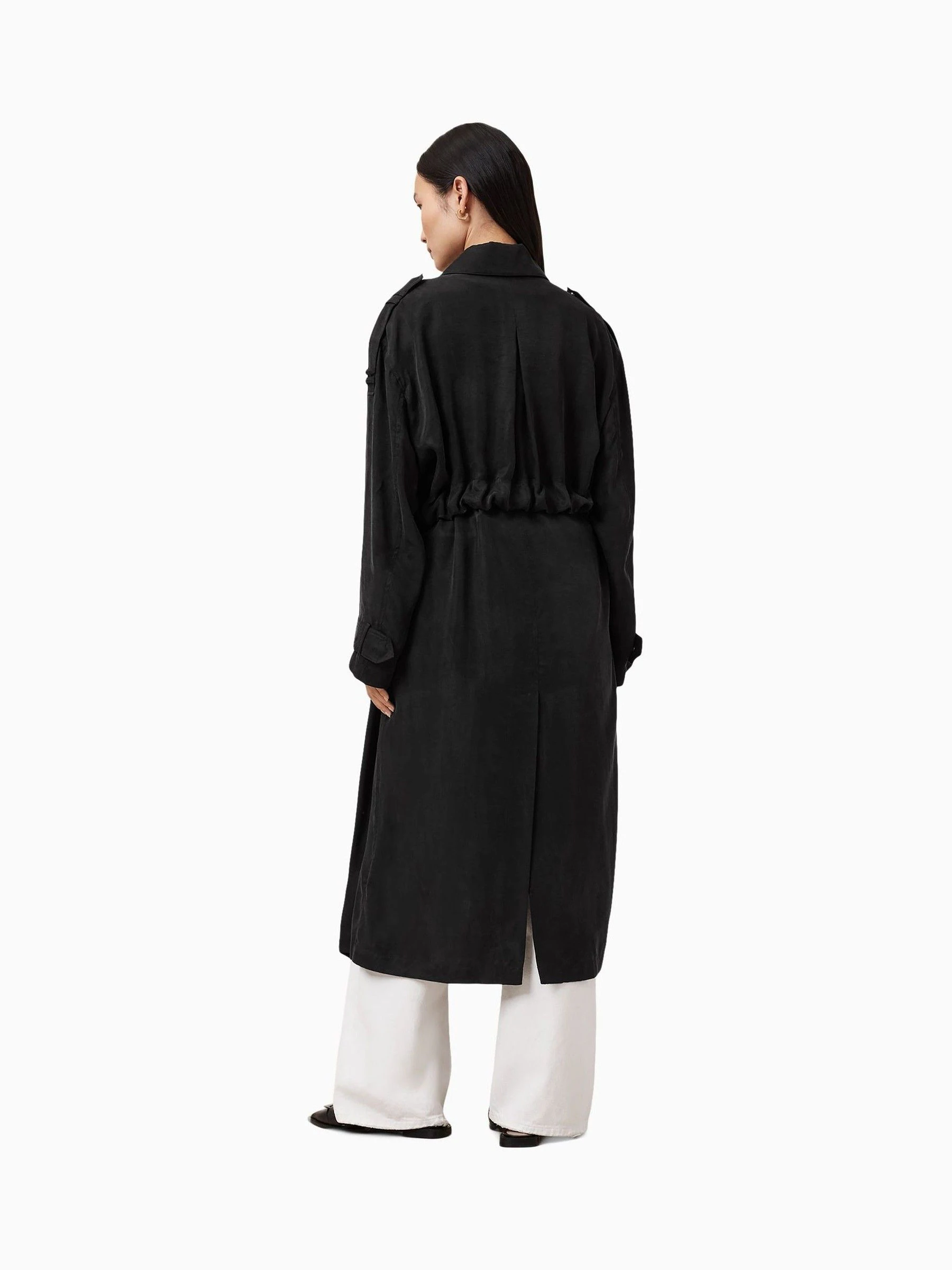 Zwart - AllSaints Linnie Black Lightweight Trench Coat