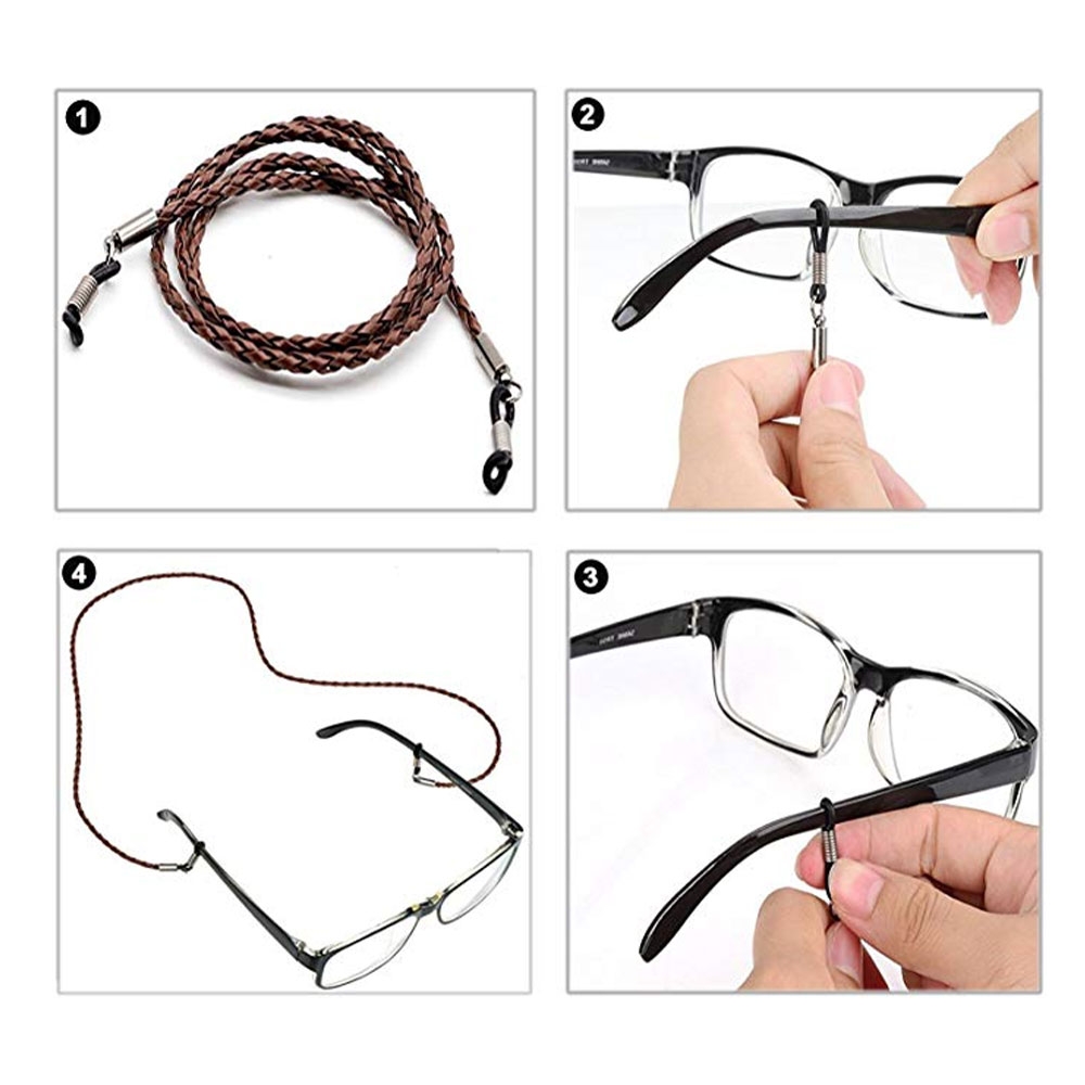 (70cm) Eyewear Halter Brillenkette Sonnenbrillenband Leder Nackenkordel - Braun