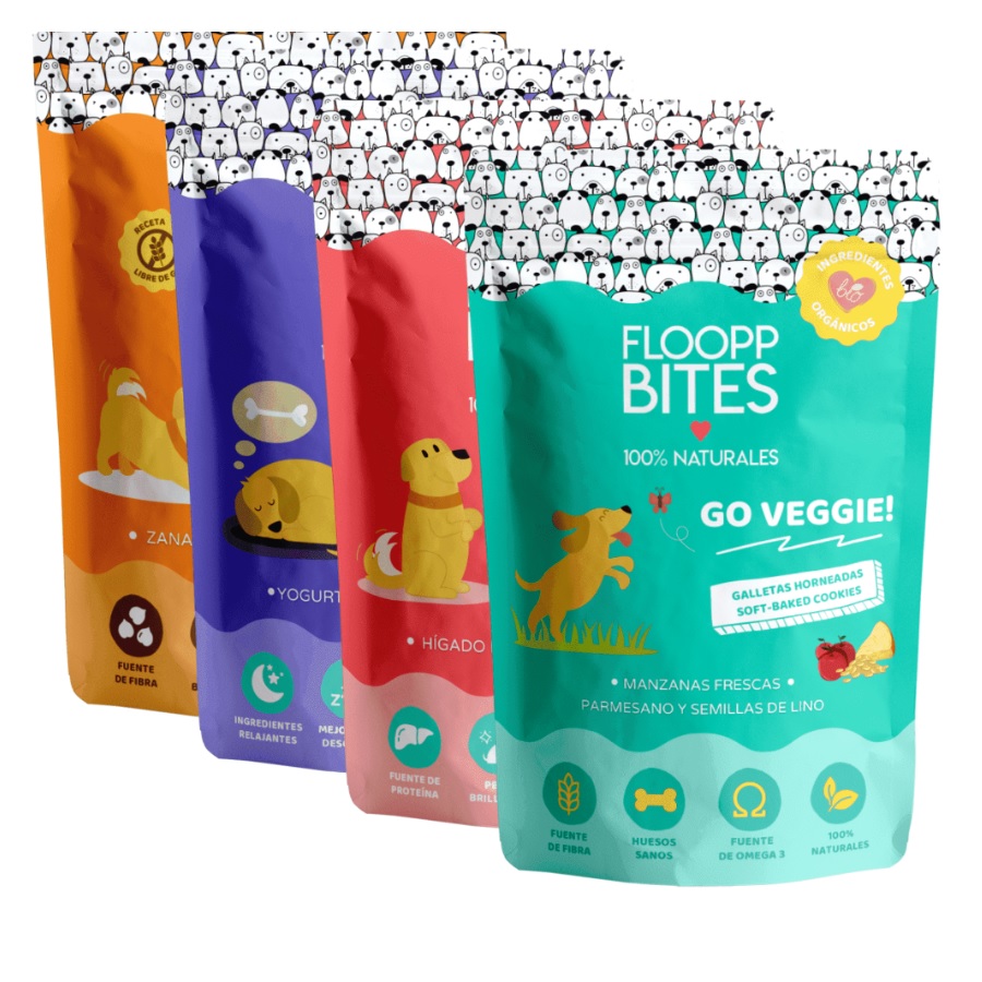 FlooppBITES Pacote de Biscoitos 100% Naturais, Sabores Sortidos
