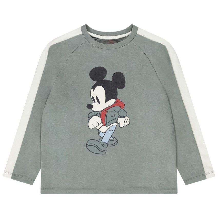 T-shirt manches longues raglan Mickey Disney pour garçon - Vert