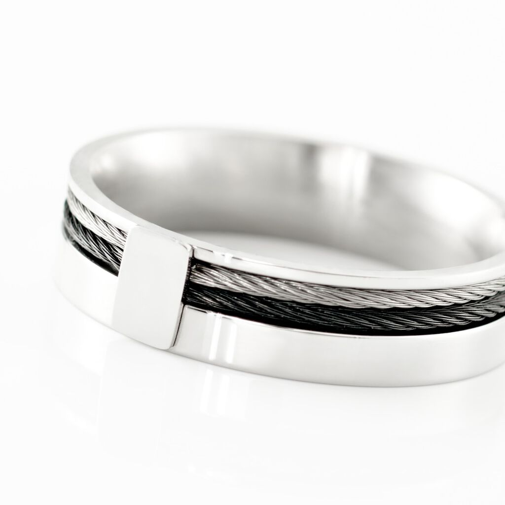 Bague Madine Acier Blanc Diamant