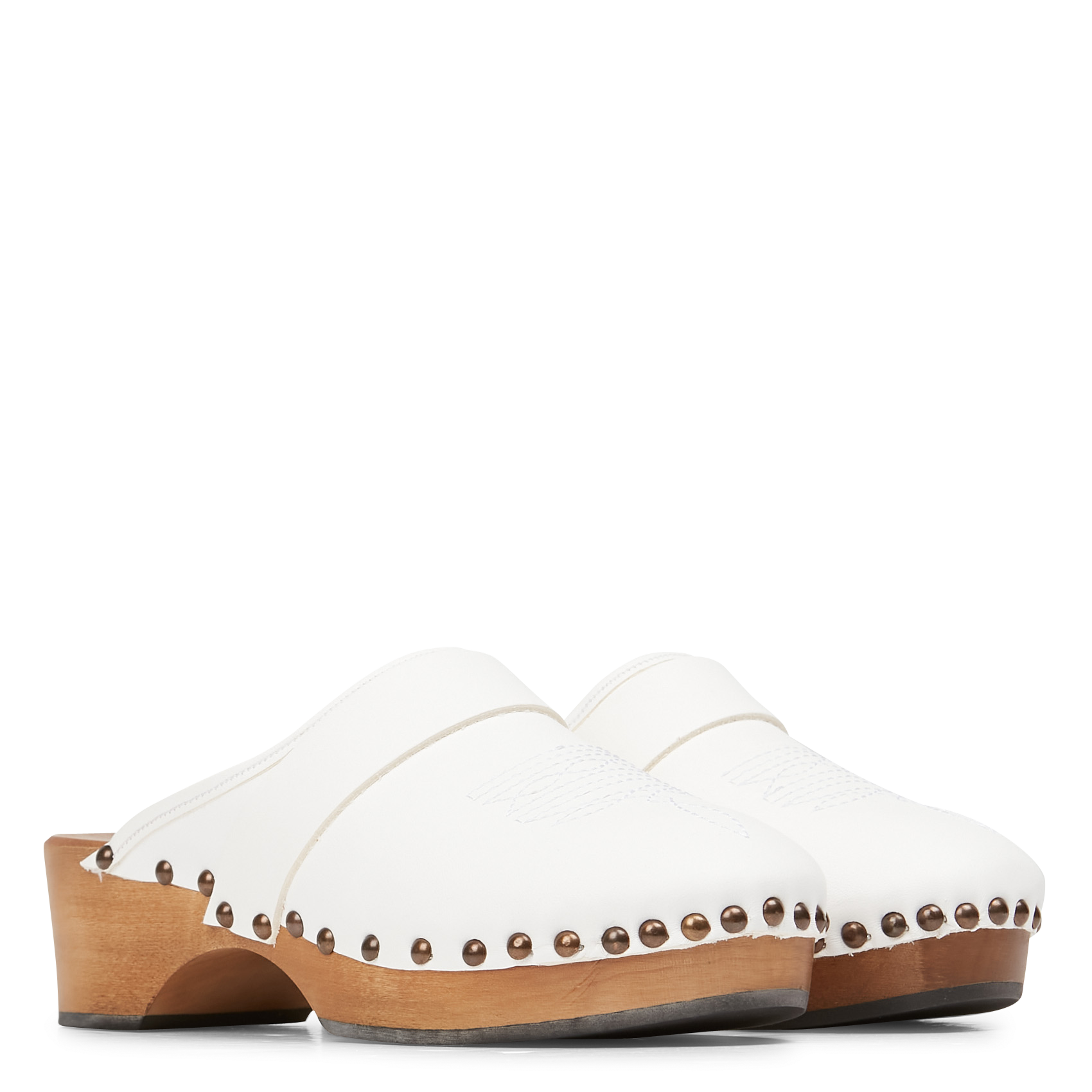 INES - Sabots en cuir de vachette | Blanc