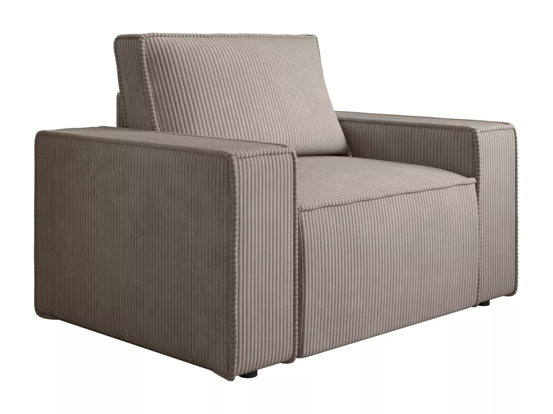 Fauteuil en velours côtelé taupe AMELIA