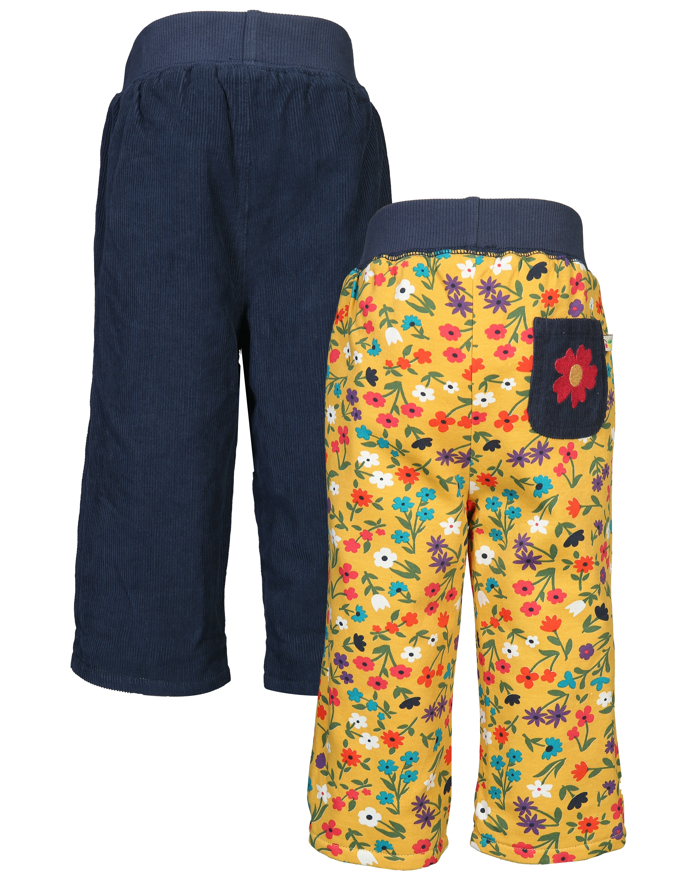 Cordhose WILD FLOWERS zum Wenden in blue
