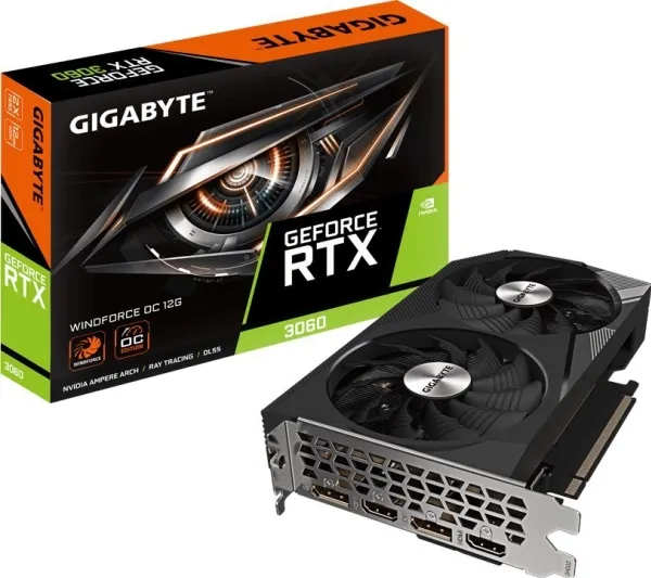 GIGABYTE RTX 3060 Windforce OC 12G, GeForce RTX 3060, 12 GB, GDDR6, 192 Bit, 7680 x 4320 pixel, PCI Express x16 4.0 - LHR