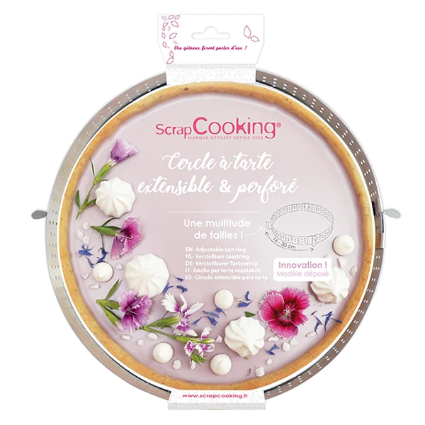 Cercle à tarte extensible perforé en inox Scrapcooking