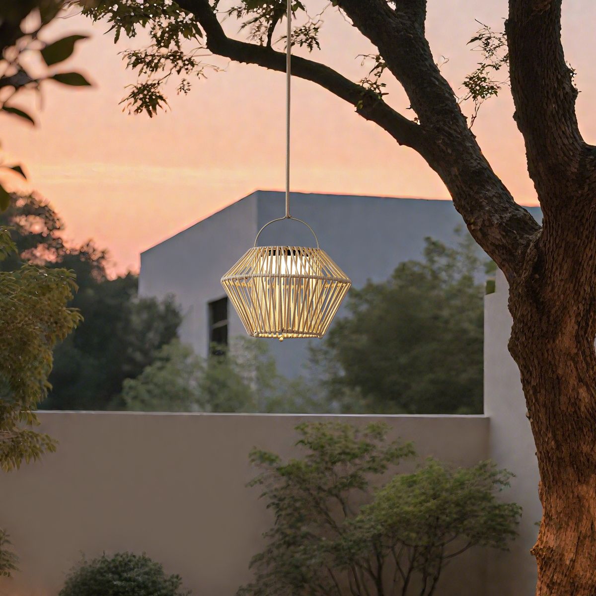 Bohemian tafellamp beige incl. LED 3-staps dimbaar IP54 solar oplaadbaar - Duco