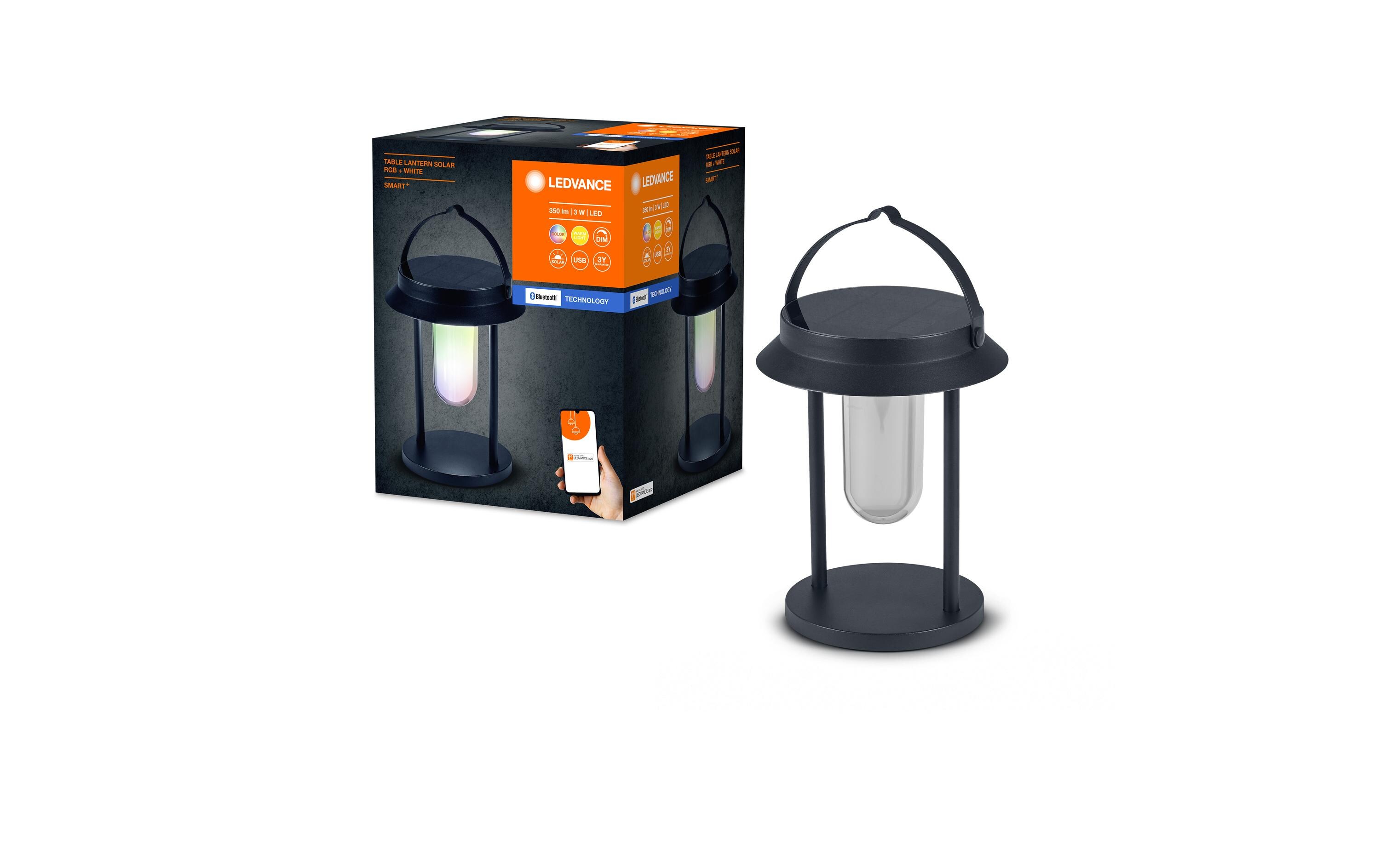 Tischleuchte Smart+ Solar Laterne, 3000K, RGB, SchwarzSolarbetriebene LED-Aussenleuchten