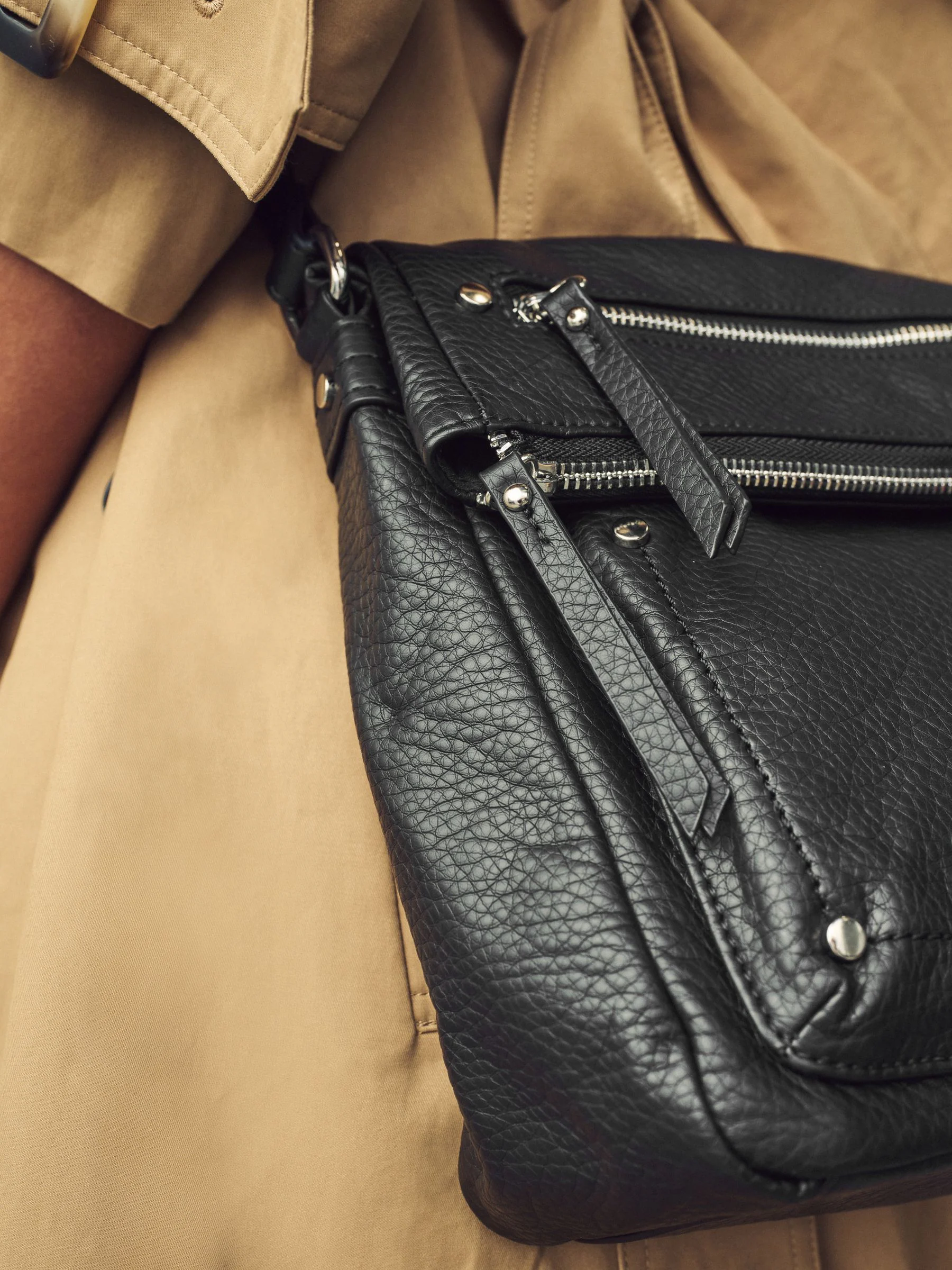Zwart - Gewassen messenger-tas