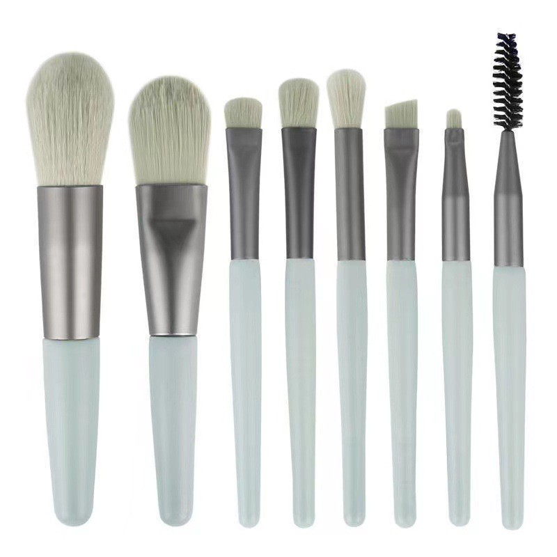 (9-tlg. Set) Mini Beauty Make Up Reise Pinsel Set mit Aufbewahrungstasche - Mint