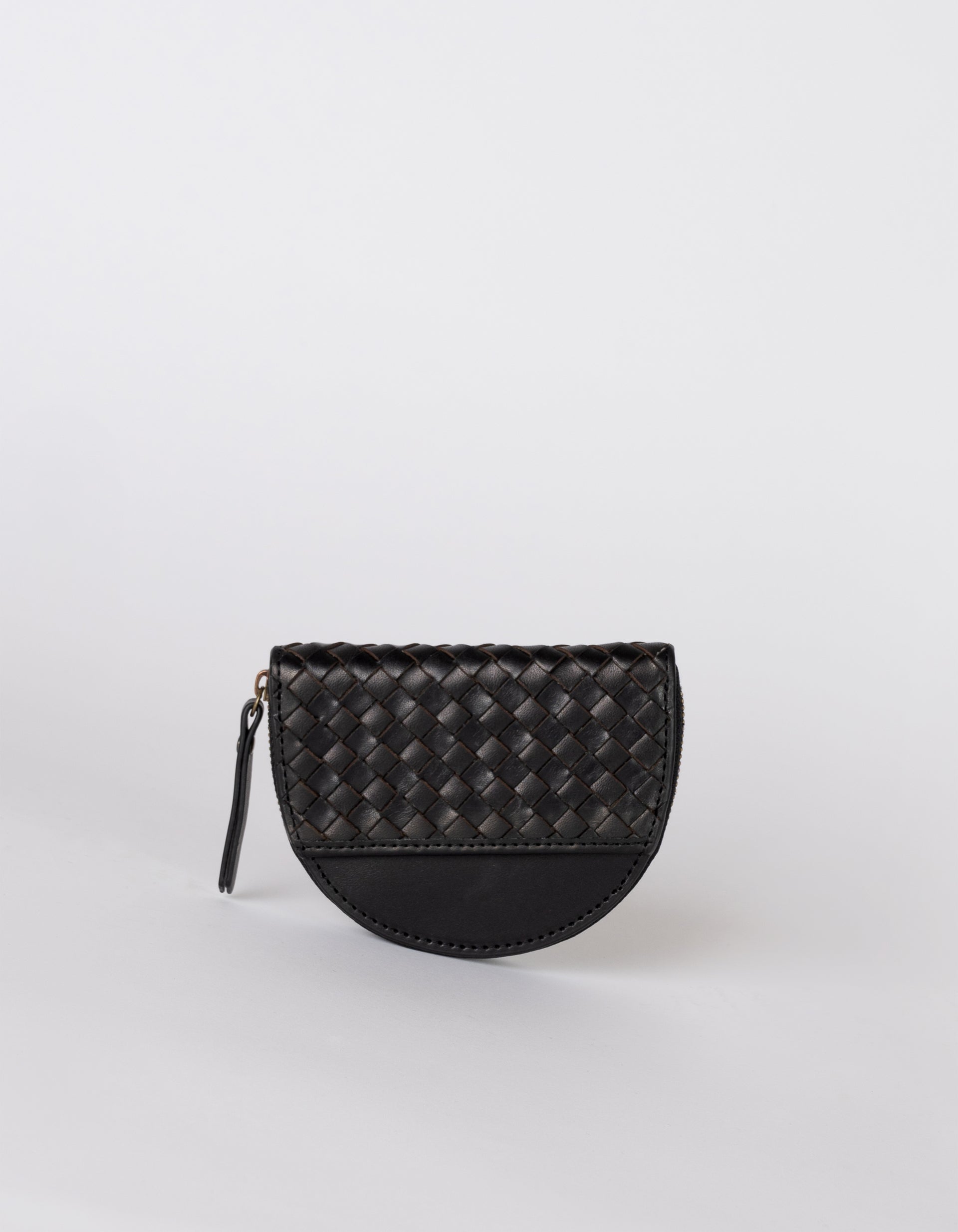 Laura Coin Purse - Black Woven Classic Leather