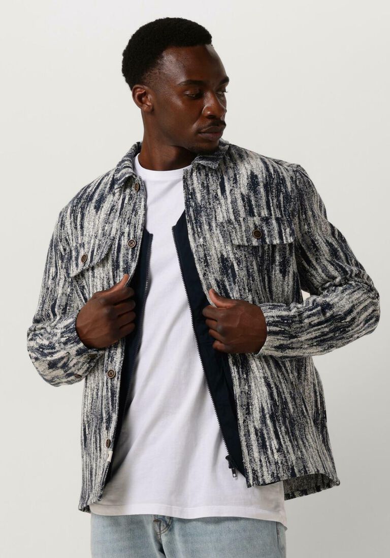 ANERKJENDT donkerblauwe anerkjendt overshirt akoscar jacquard overshirt
