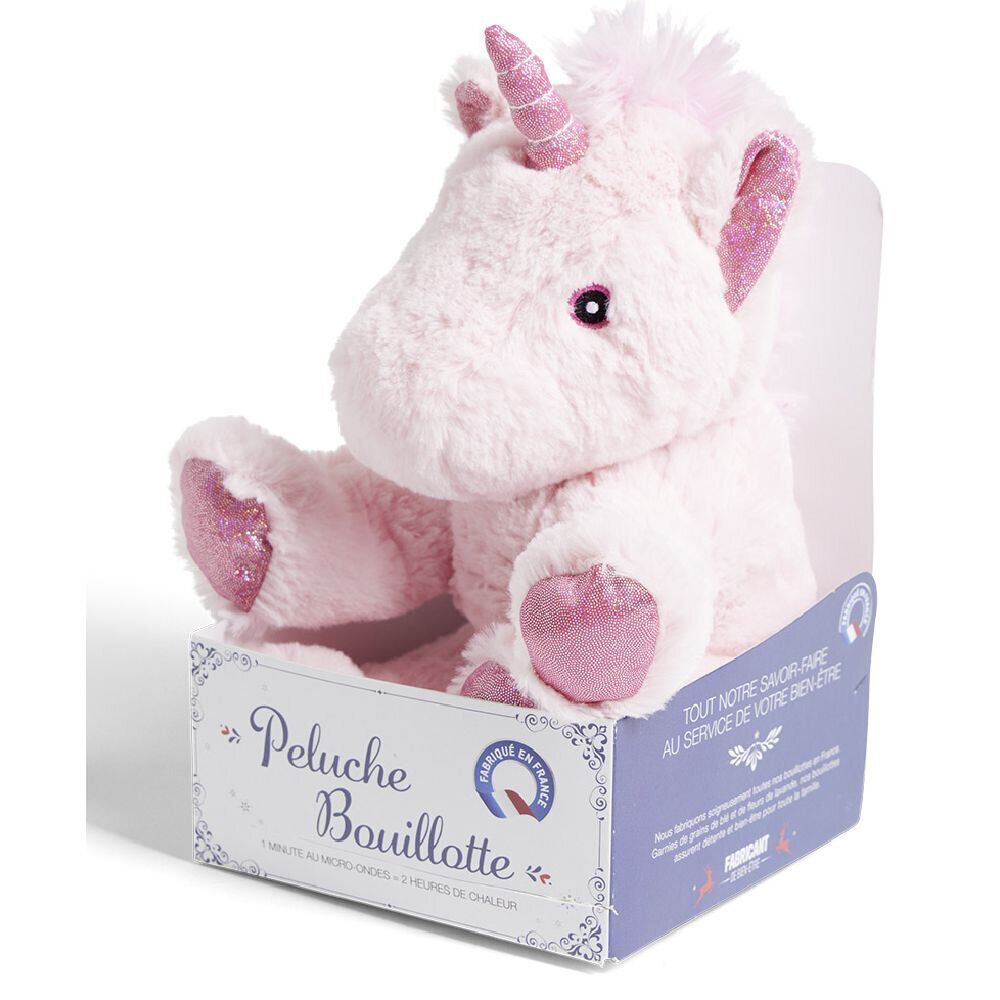Bouillotte peluche licorne H30x15cm
