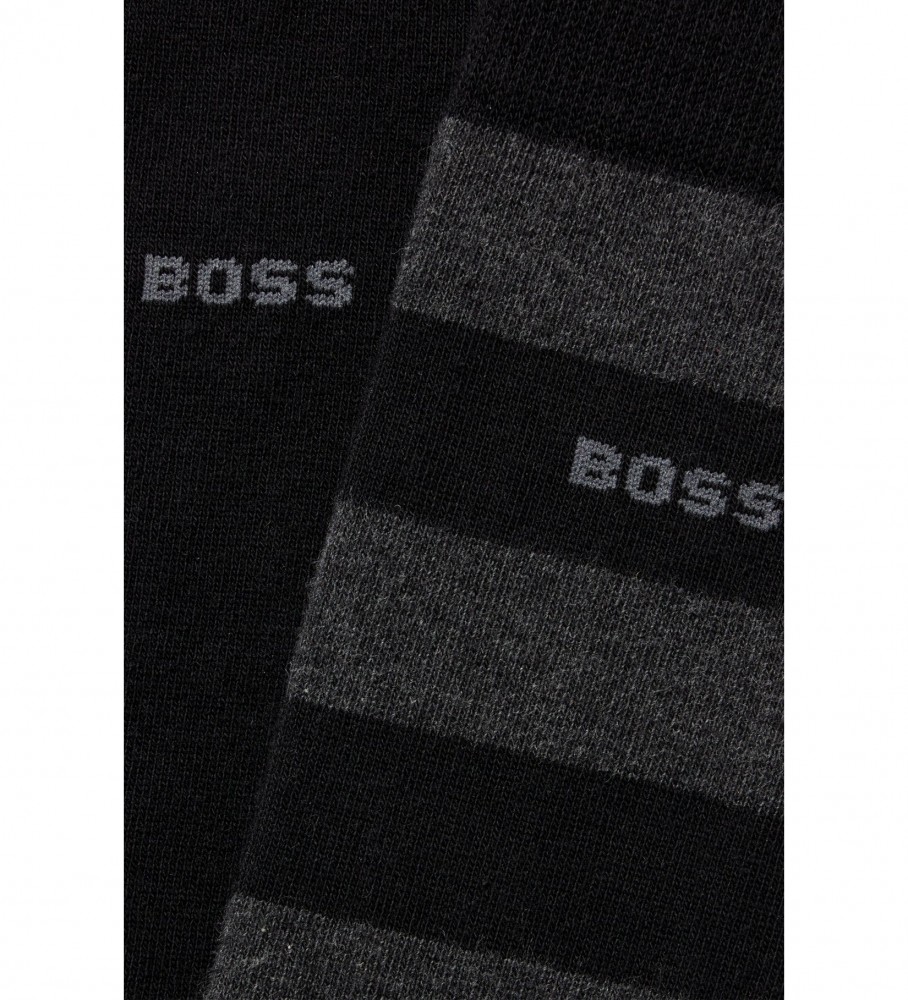 Pacote com 2 pares de meias BOSS BlockStripe, pretas