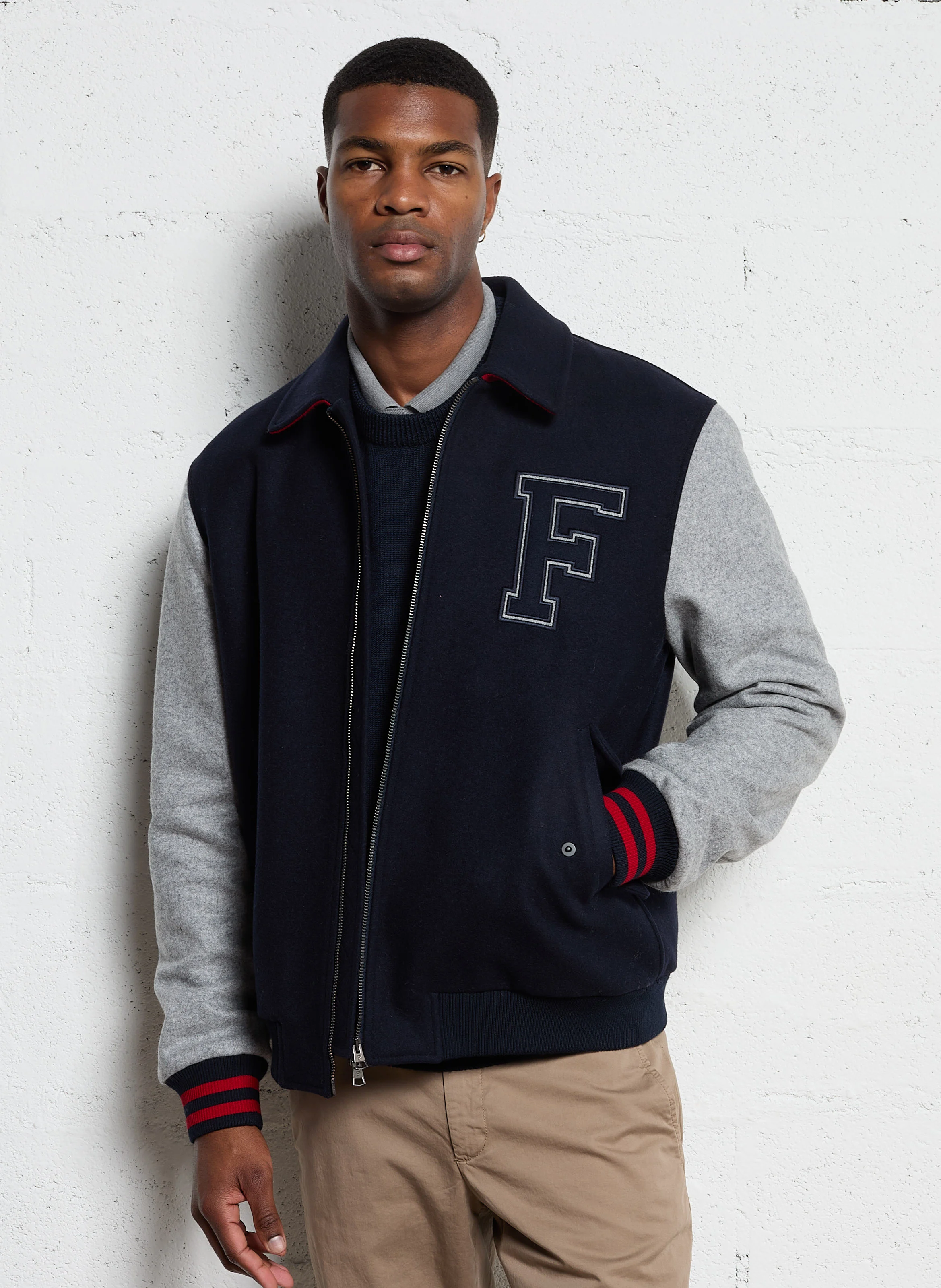 Bomber contrasté en coton | Bleu