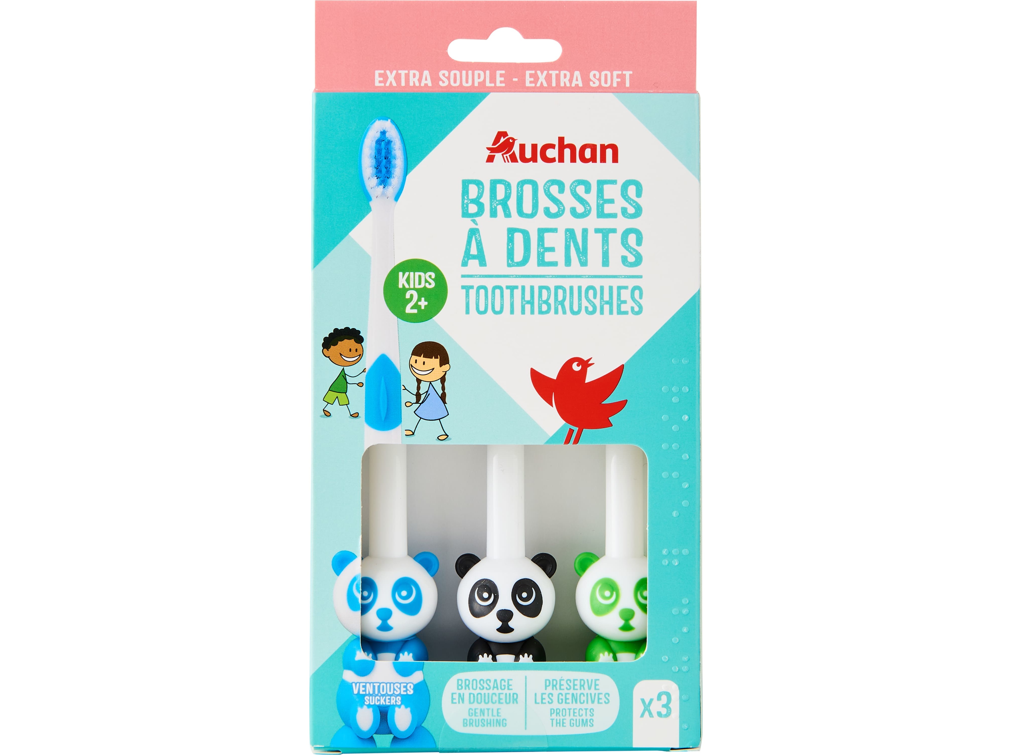 ESCOVA DENTES AUCHAN KIDS PANDA 2  ANOS EXTRA MACIA 3UN