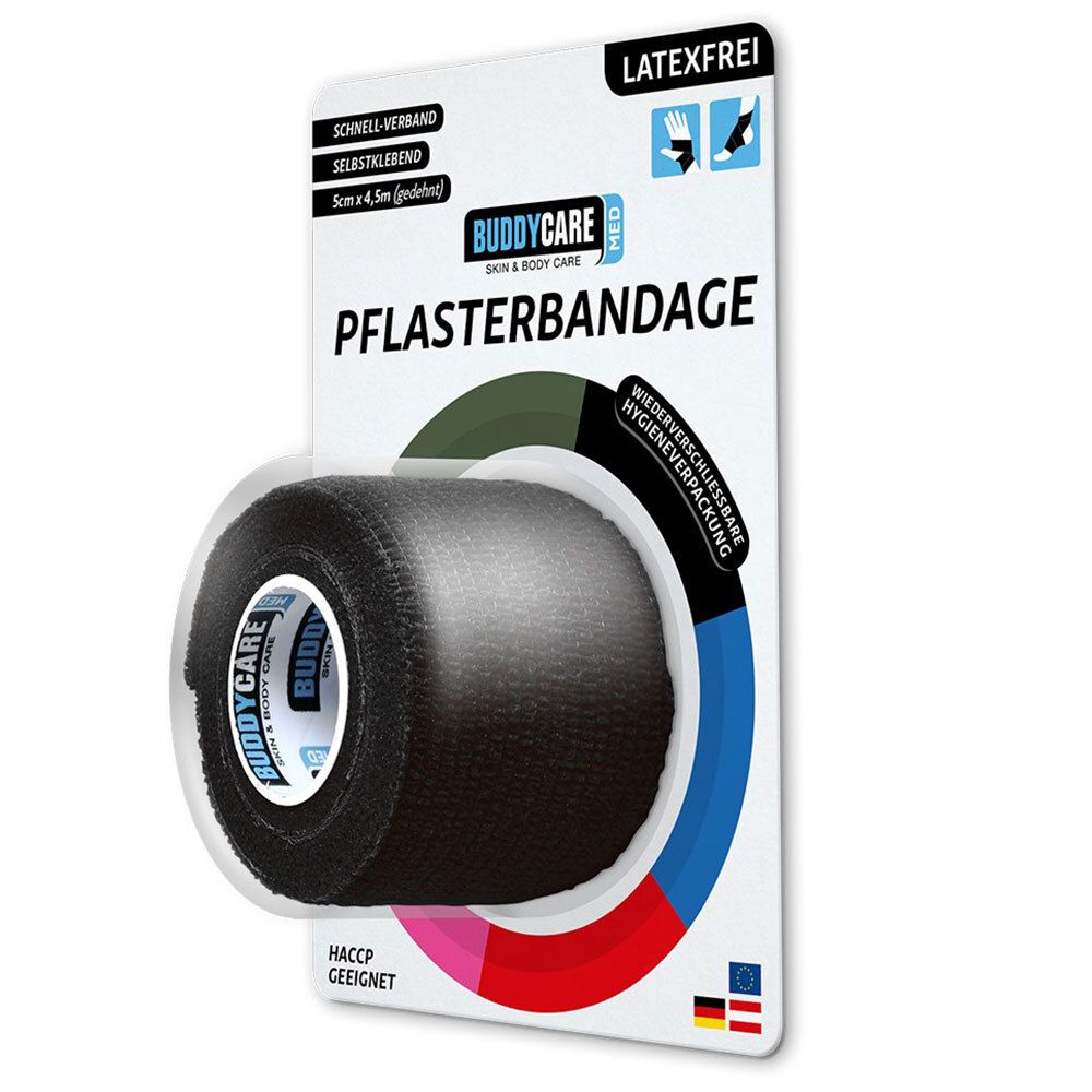 BUDDYCARE® MED Fingertape SCHWARZ 5 cm x 4,5m Latexfrei