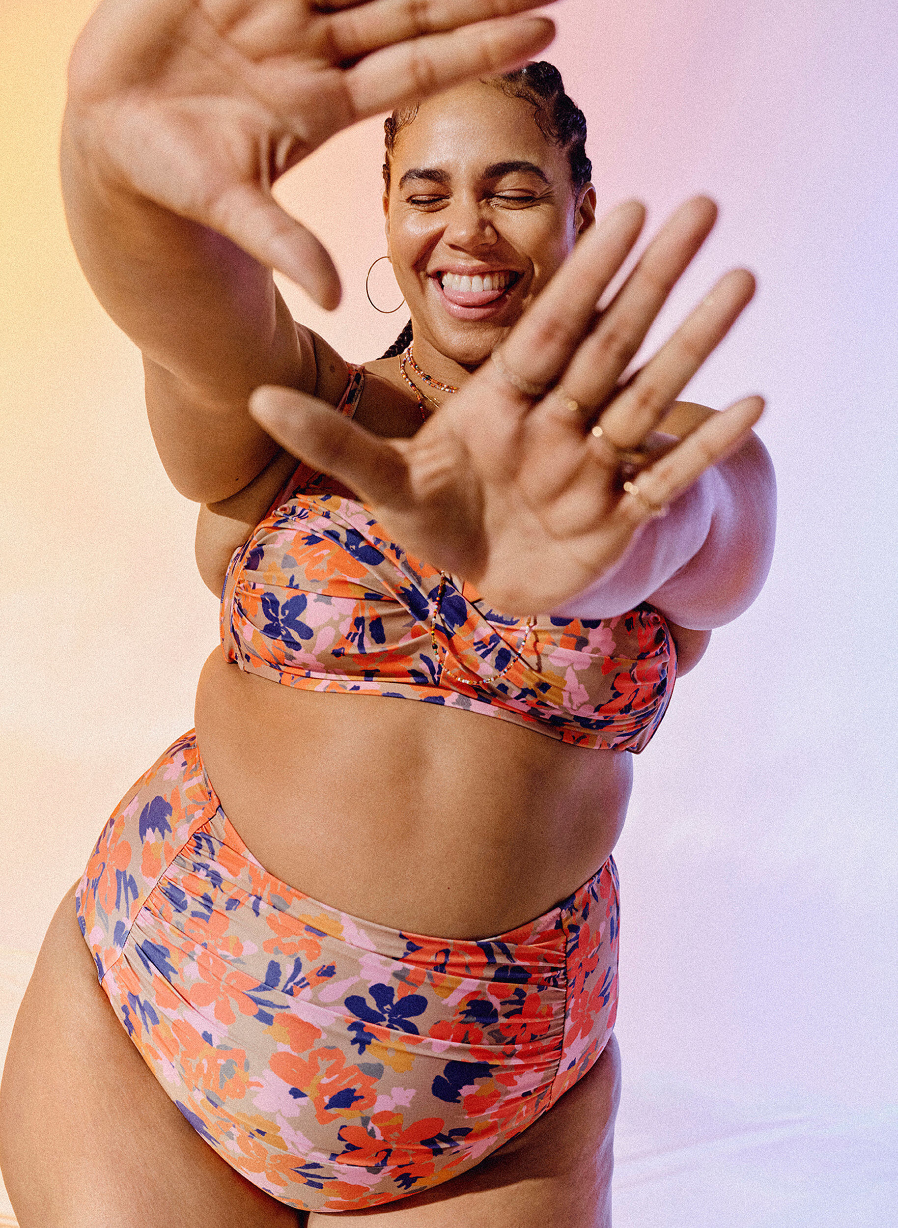 Ekstra højtaljet bikini underdel med print