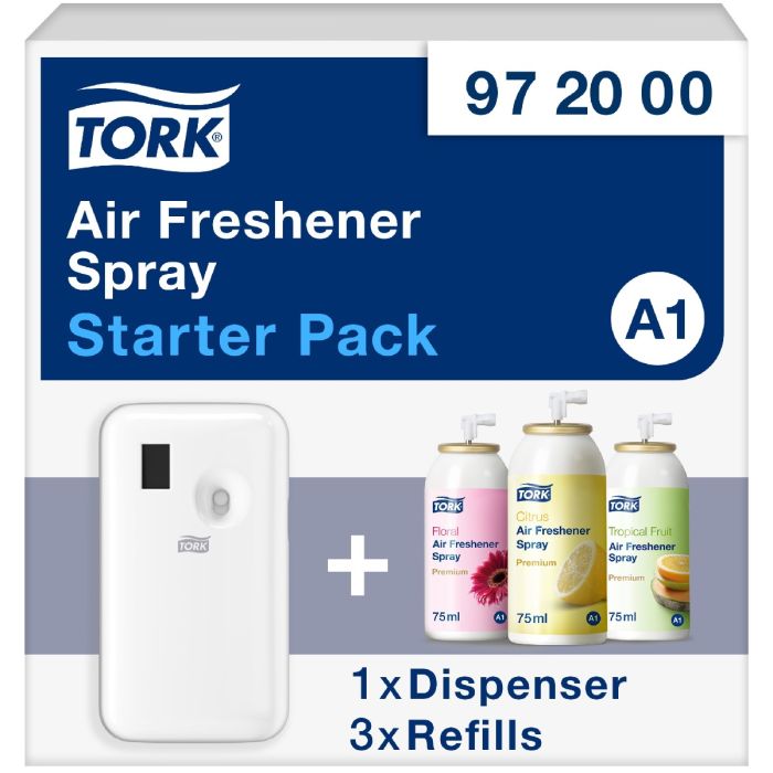 Tork 972000 Dispenser Air-Box startpakket luchtverfrisser wit A1 (1st dispenser, 3st refill) (972000)
