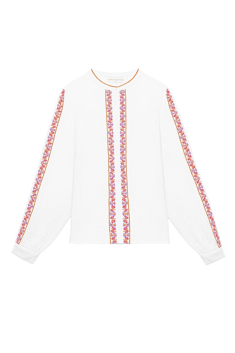 LA PETITE ETOILE<br>Blusa solta de algodão com detalhes bordados BRIELLE