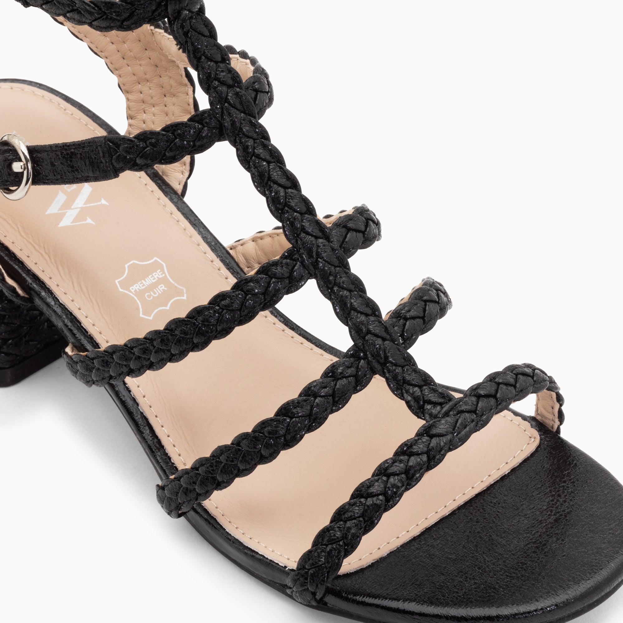Sandales à talon, Compensées-Sandales à talon tressées Claudia noires
