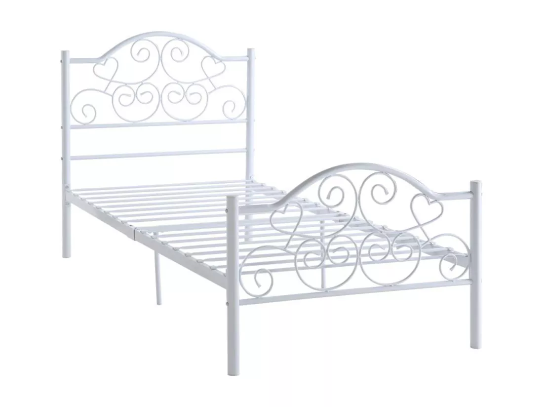 Lit LEYNA - 90 x 190 cm - Métal - Blanc