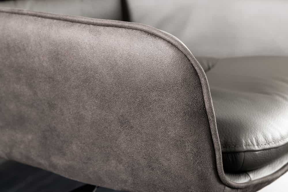 Drehbarer Design Barhocker BIG GEORGE taupe Echtleder Microfaser höhenverstellbar mit Armlehnen