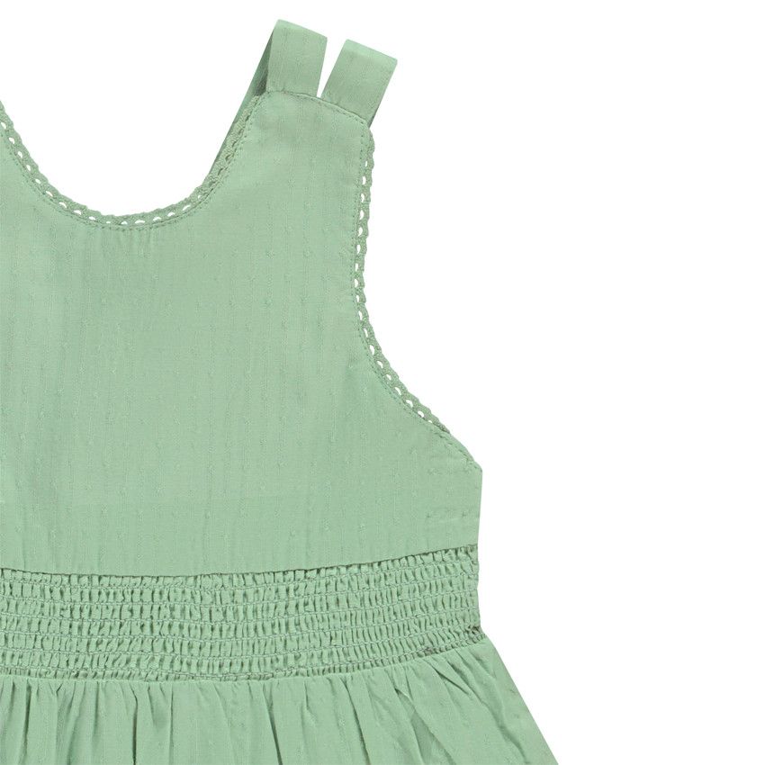 Robe à bretelles double en façonné pour bébé fille - Vert