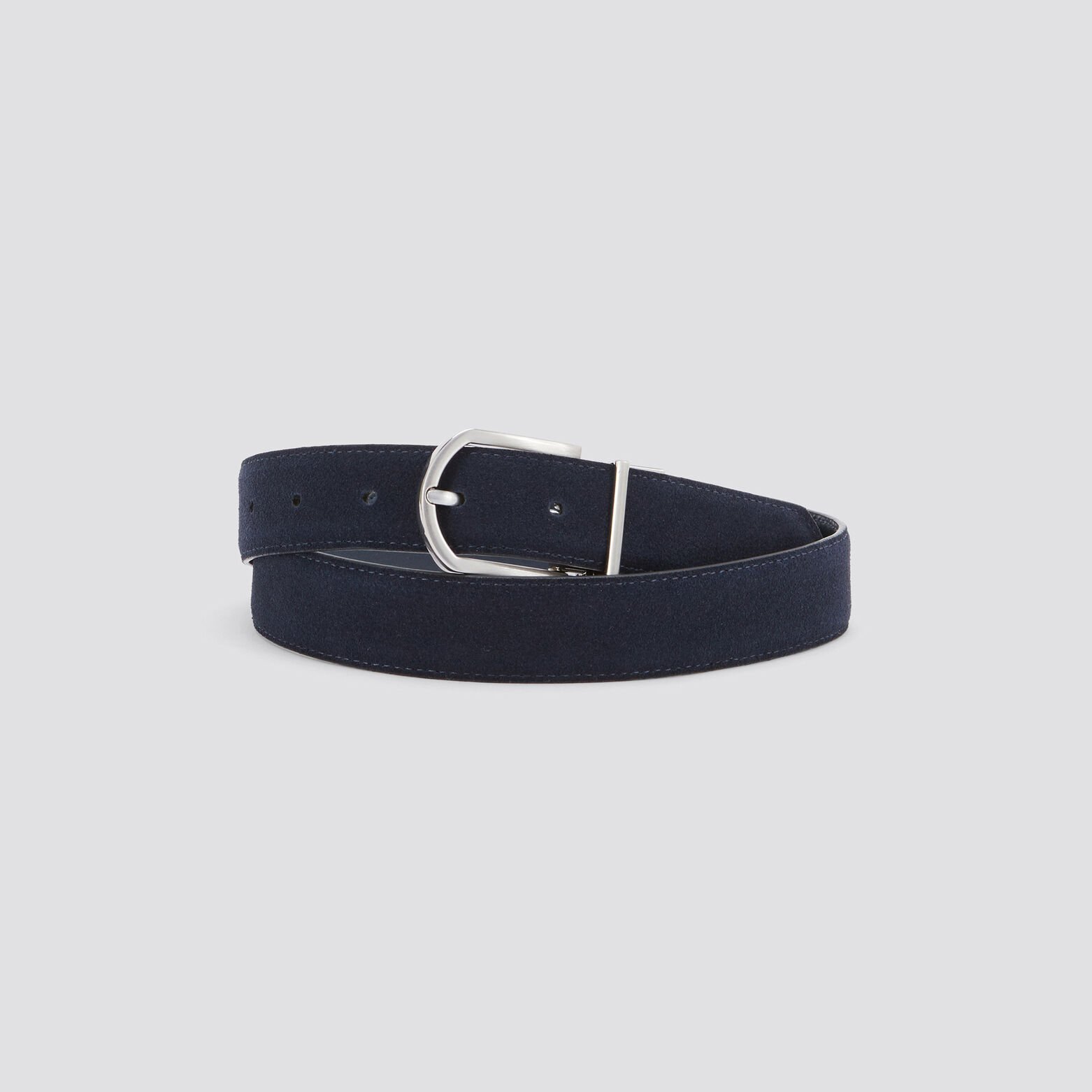 Ceinture réversible à boucle en Suède Bleu foncé