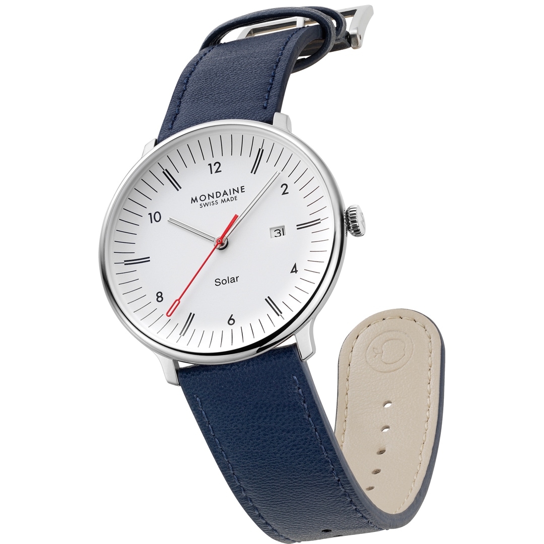 Mondaine Doppio Solar Blau / Weiss Ø 41